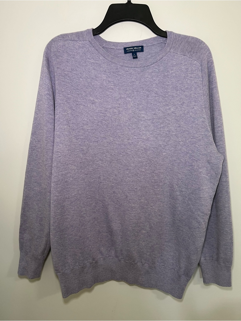 Peter Millar Crown Crafted Lavender Cotton Silk Cashmere Blend Sweater Size L